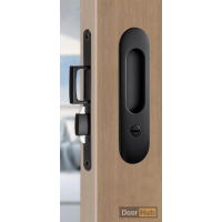 Black Sliding Door Handle Set – Telescopic Lock Mechanism for Wooden & Aluminium Doors